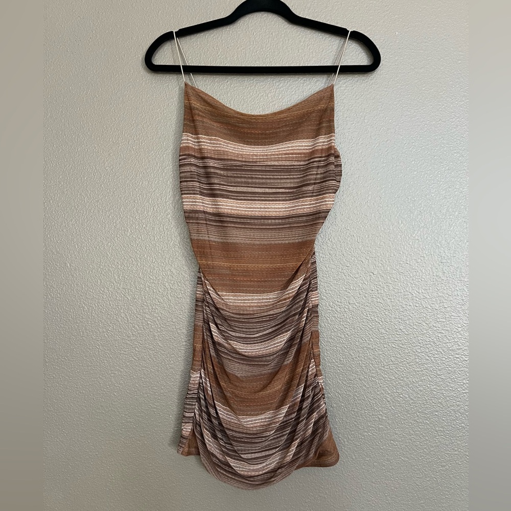 New without tags Wild Fable Brown and Tan Striped Mini Dress